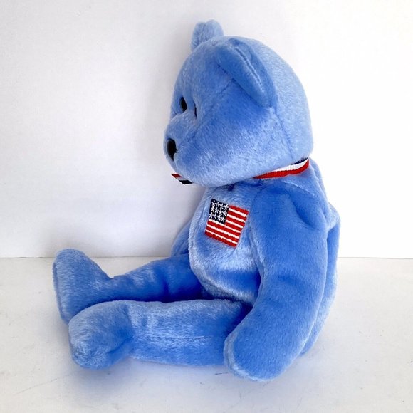 2001 TY Beanie Baby AMERICA the Bear Blue Version 8.5 Inch Clean Vintage - Picture 3 of 8